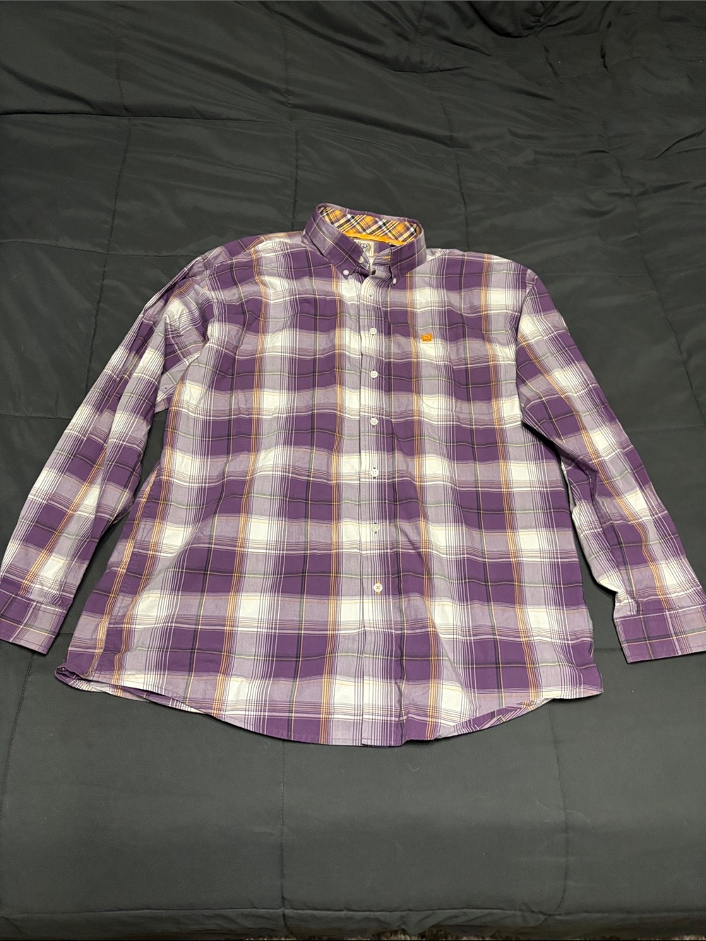 Cinch Purple Plaid Button-Down Shirt with White and Tan Accents